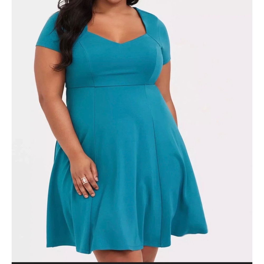 Torrid teal baby doll mini dress skater fit‎ and flare